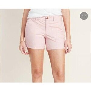 Old Navy Pink Daisy Everyday Shorts Mid Rise Chino Embroidered sz 20